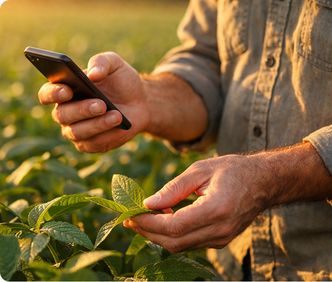Farmer using mobile